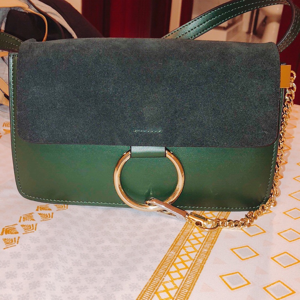 Green Suede & Leather Bag